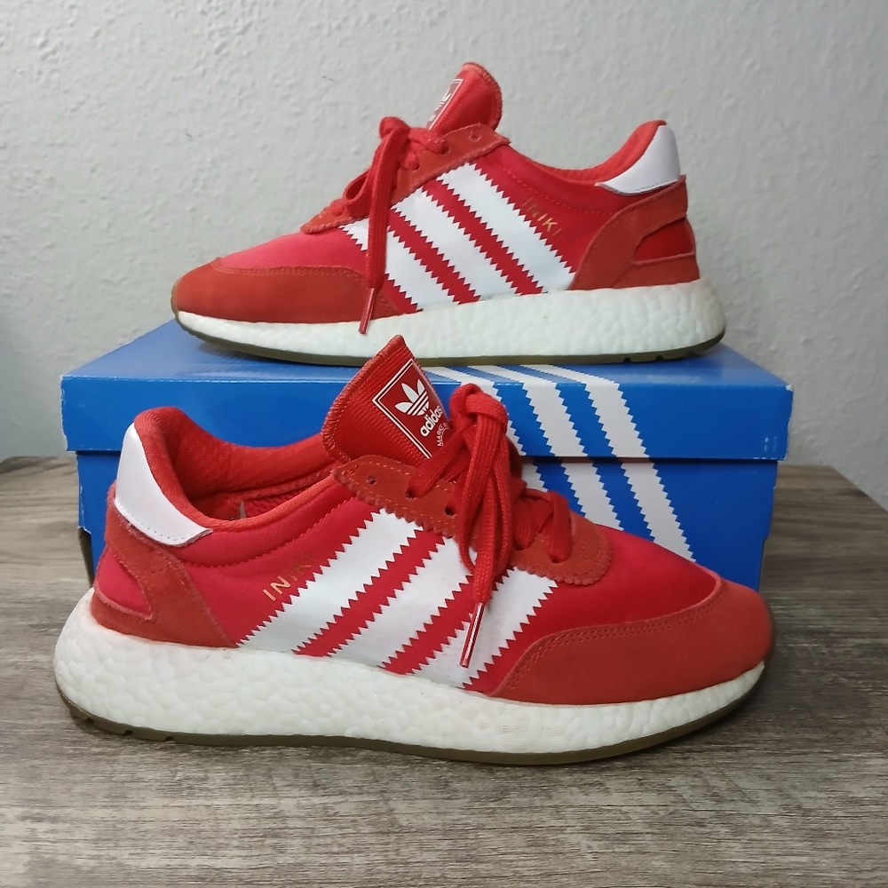 adidas Red and White Men's Athletic Sneakers